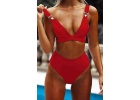 Angelsin Özel Tasarım Yüksek Bel Bikini Takım Kırmızı