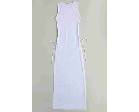 Angelsin Tül Pareo Plaj Elbisesi Beyaz